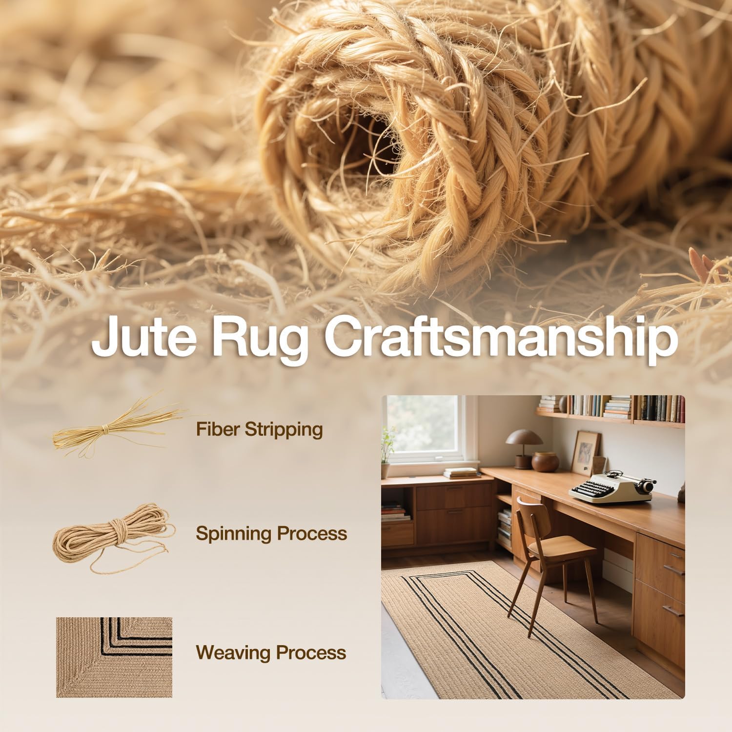 LUMI 3x7 Natural Jute Runner Rug, Braided Farmhouse Hallway Rug | Non Slip No Shedding Rustic Carpet, High Traffic Indoor Mat for Entryway, Kitchen & Laundry